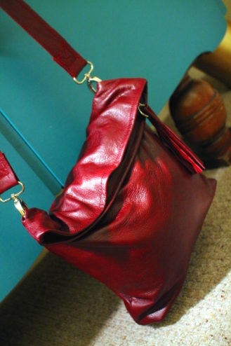 sewing a leather handbag